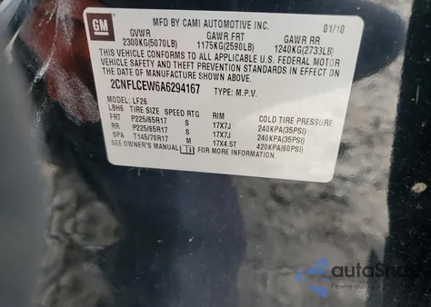 2010 Chevrolet Equinox Ls z USA, uszkodzony, nr VIN 2CNFLCEW6A6294167